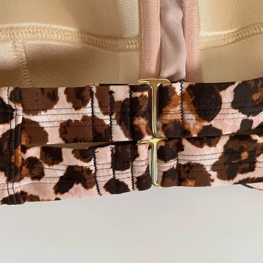 Kona Sol Swim Top Bandeau‎ Animal Print Leopard Plus Womens